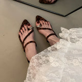 KYLETHOMASW  -  Fashion Metal Women Wedges Slippers Shoes Female Flip flops Footwear Pointed Toe Ladies Heeled Slippers Pumps Slides Shoes