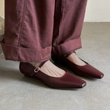 KYLETHOMASW  -  Summer Women's Genuine Leather Mary Jane Shoes Sandals Fashion Buckle with Square Toe Soft Bottom ladies Shoes