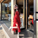 KYLETHOMASW  -  Japanese Fashion 2 Piece Set Woman Casual Long Sleeve Cardigan + Elegnat Irregular Midi Dress Beach Floral Dress Boho New