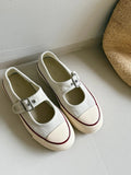 KYLETHOMASW  -  Thick Bottom Mary Jane Shoes Breathable Hollow out Canvas Versatile Summer New Style Metal Decorated Mid Heel Casual Women's Foo