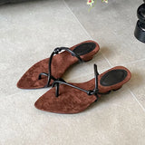 KYLETHOMASW  -  Fashion Pointed Toe Women Wedges Slippers Female Shallow Footwear Ladies Low Heel Slippers Shoes Flip flops Slides Sandals