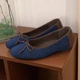 KYLETHOMASW  -  Polka Dot Butterfly-Knot Ballet Flats Women Round Toe Shallow Comfort Casual Dress Shoes Female Satin Elegant Footwear Women