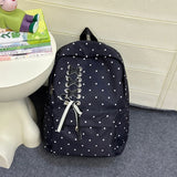 KYLETHOMASW  -  Dot Mochilas Mujer Bandage Bow Mochila Teenage Girls Bag Portable Lightweighte Bolsas Student Backpack Travel Bags for Woman