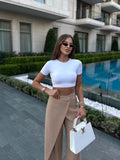 Kylethomasw Fashion Chic Long Pants 2024 Woman Spring High Waist Straight Khaki Casual Pant Female Vintage Streetwear Trousers Clothes