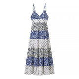 KYLETHOMASW  -  Cotton Rayon Boho Beach Floral Printed Long Strap Dresses Women Robe Sexy Sleeveless Deep V Neck Summer Dress Casual Vestidos