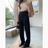 KYLETHOMASW  -  Spring Summer High Waist Casual Suit Pants Women Korean Style Fashion Wide Leg Cargo Pants Female Streetwear Vintage Trousers
