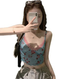 KYLETHOMASW  -  French Floral Suspenders Women Tank Top Sleeveless Sexy Korean Fashion Ropa De Mujer Y2k Clothing Lace Splice Crop Tees