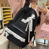 KYLETHOMASW  -  Women's Nylon Lace Bow Backpack Sweet Fresh Aesthetic Daily School Casual Book Bags New Fashion Student Back Packs