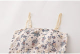 KYLETHOMASW  -  Hot Girl French Retro Gentle Style Embroidery Small Floral Camisole Women Summer High Waist Slim Short Sling Tops with Chest Pad