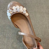 KYLETHOMASW  -  New Golden Shell Decor Mary Jane Flats,Metallic Glitter Party Casual Shoes for Women Daily Dress,sapatos Femininos Elegante