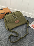 KYLETHOMASW  -  Multi-Pocket Canvas Shoulder Bag For Women, Retro Literary Style Cloth Bag, Trendy Unisex Simple Style Bag, School Crossbody Bag