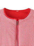 KYLETHOMASW  -  European and American style winter new round neck zipper retro red plaid warm cotton jacket