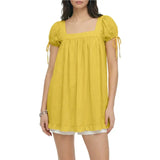 KYLETHOMASW  -  Womens Tie Back Tops Round Neck Ruffle Short Sleeve Shirts Cute Tee Summer Trendy Tunic
