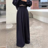 KYLETHOMASW  -  Early New Product Retro Temperament Drawstring Design Sense High Waist Hanging Sense Casual Mopping Pants Wide Leg Pants