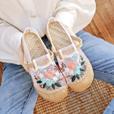 Kylethomasw Summer New Thin Mesh Embroidered Shoes Breathable Antique Hanfu Shoes Old Beijing Cloth Shoes Women Flat Shoes