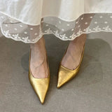 KYLETHOMASW  -  Fashion Low Heel Footwear Shallow Women Heeled Sandals Shoes Casual Female Pointed Toe Ladies Sandals Slip On Shoes Pumps