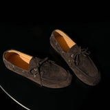 KYLETHOMASW  -  New Leather Flats Shoes Women's Loafers Round toe Vintage Suede Leather Ladies Casual British Style Flat Single Shoes