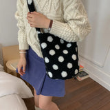 KYLETHOMASW  -  Lamb Wool Kawaii Cute Crossbody Bag Y2k Aesthetic All Match Knitted Bags for Women Harajuku Grunge Fluffy Shoulder Handbags