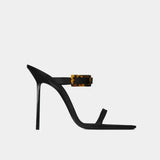 KYLETHOMASW  -  Summer Black Satins Women's Sandals Square Toe Thin Heels Slip-on Female High Heels Shoes Simple Versatile Peep Toe Ladies Pumps