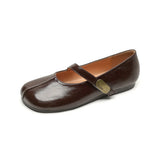 KYLETHOMASW  -  Retro Belt Strap Mary Janes Woman Lolita Flats Shoes Square Toe Cozy Slip On Loafers Female Solid Pu Leather Mocasines De Mujer