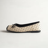 KYLETHOMASW  -  Polka Dot Flat Head Square Ballet Shoes Women's Versatile  Knot Gentle Fairy Style for Skirts Spring Season Fashion