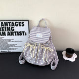 KYLETHOMASW  -  Women Star Stripe Print Drawstring Backpack Soft Fabric Flap Cover Nylon Travel Daypack Cute Student School Shoulder Bag