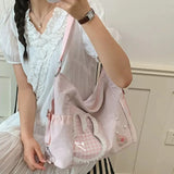 KYLETHOMASW  -  Pearl Transparent Rabbit Tote Bag Shoulder Bags Preppy Style Bolsas Feminina Multi-function Bolsa Bolsos mujer Sac Femme