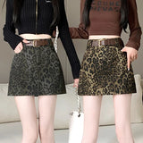 KYLTHOMASW  -  Sweet Hot Girl Leopard Print Mini Skirt Women's Autumn and Winter Sexy High Waisted A-line Short Skirt Fashion Female Clothes