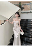 KYLETHOMASW  -  Fashion Women Evening Gown Fake 2-Piece Lace Sexy Chest Wrapped Bodycon Maxi Long Dress Elegant Lady Holiday Party Robe Vestidos