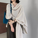 KYLETHOMASW  -  Spring Summer Women's Knitted Thin Scarf Poncho Elegant Wraps Bascis Cloak Stylish Tops