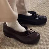 KYLETHOMASW  -  Women's Round Toe Bow Ballet Mary Jane Shoes Low Block Heel Slip On Pump Casual Office Daily Wide Mouth Dress Flat Footwear