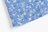 KYLETHOMASW  -  Retro French Style Blue Floral Print Square Collar Dress Puff Sleeve Elastic Ruched Chest Woman Dresses Holiday Robe Female