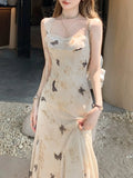 KYLETHOMASW  -  Vintage Y2k Spaghetti Strap Dress Women New Casual Print Midi Dress Female Korean Slim Beach Boho One Pieces Vestidos