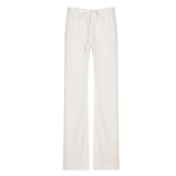 KYLETHOMASW  -  Casual Knitted Pants For Women Spring Summer Low Waist Wide Leg Pants Loungewear Trousers All-match Slacks Daily Outfit