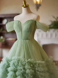 Kylethomasw Green Ball Gown Prom Dresses High Waist Layers Tulle Fancy Evening Dresses Party Dancing Gowns