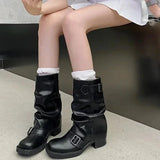 KYLETHOMASW  - Hilania Pleated Mid Calf Boots