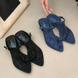KYLETHOMASW  -  Footwear Wedges Women Heeled Slippers Shoes Fashion Pointed Toe Ladies Wedges Slippers Shoes Female Slides Sandals  Flip flops