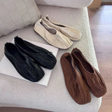 KYLETHOMASW  -  Pleated Retro Casual Flat Shoes Women Loafers Soft Sole Comfort Office Women Shoes Light Soft Leather Brand Ballet Flats Women