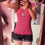 KYLETHOMASW  -  Y2k Clothes T Shirt For Women Japanese Style Polka Dot Spring Summer Ropa De Mujer Vintage Versatile Short Tees