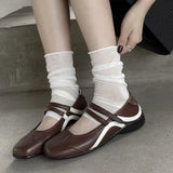 KYLETHOMASW  -  Black And White Splice Flat Bottom Single Shoes Women Students One-Strap Ballet Sport Shoes Thick Bottom Rubber Outsole