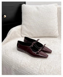 KYLETHOMASW  -  Woman Shoes Vintage Punk Style Versatile Square Head Thick Heel Mary Jane Shoes Women's Bow Women's Shoes Red Mary Janes