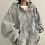 KYLETHOMASW  -  Solid Color Women's Hoodie Jacket Retro Sweatshirt Thick Warm Winter Loose Fit Long Sleeve Top Casual Coat Daily Outerwear