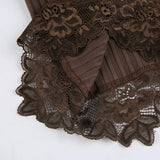 KYLETHOMASW  -  Lace lace patchwork groove strip deep V-neck small suspender new women's revealing navel sexy slim fit vest