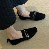 KYLETHOMASW  -  British Style Suede Square Toe Women's Loafers Retro Belt Buckle Design Flats Shoes Women Comfortable Casual Commute Office Shoe