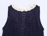 KYLETHOMASW  -  Women Contrasting Ruffle Knit Tank Tops Sexy V Neck Front Tie Holiday Casual Summer Crop Top