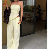 KYLETHOMASW  -  Women's Solid Color Sleeveless Tube Top Trousers Set Women's Sexy Casual Two-piece Set