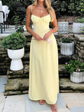 KYLETHOMASW  -  Elegant Maxi Long Waist Wrap A-line Dress Women Spaghetti Strap 2025 Spring Summer Dress Backless Sexy Party Beach Robe