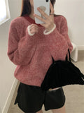 KYLETHOMASW  -  Fashion Retro Pullovers Stripes New Loose Women Soft Chic Daily Winter 2025 OL All Match Casual Knitted Sweaters