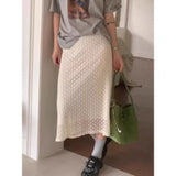 KYLETHOMASW  -  French Embroidered Hook Flower Half Length 2025 Summer Women New Aging Reduction High Waist Hip Wrapping  Lace Skirts