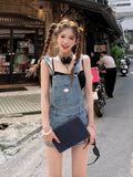 KYLETHOMASW  -  Japanese Kawaii Jean Strap Mini Dress Women 2000s Vintage Y2k Clothing Sleeveless Denim Dress Korean Even Party Chic Outwear